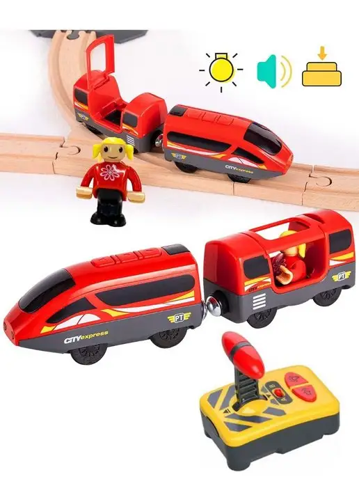 Toy'lbe Поезд на пульте управления для деревянной железной дороги, черный, фото 3
