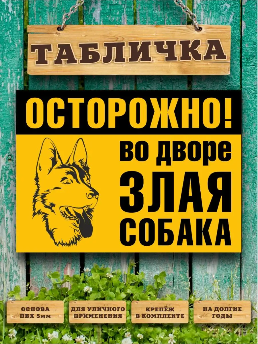 Табличка, Осторожно злая собака Злая собака 111664637 купить за 457 ₽ в  интернет-магазине Wildberries