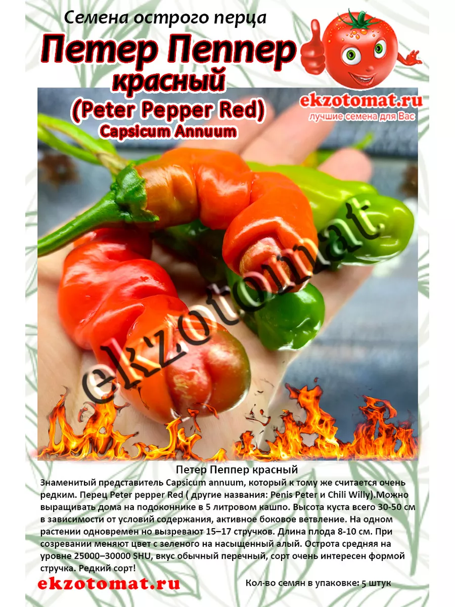 Семена Перец острый Peter pepper Red (Петер Пеппер) EKZOTOMAT 111781600  купить за 254 ₽ в интернет-магазине Wildberries