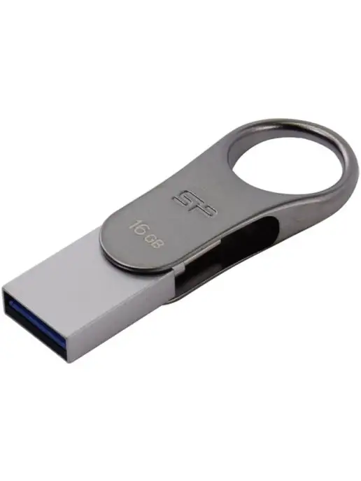 SILICON POWER USB Флеш-накопитель Mobile C80, USB 3.0 OTG 16 ГБ, серебрист…