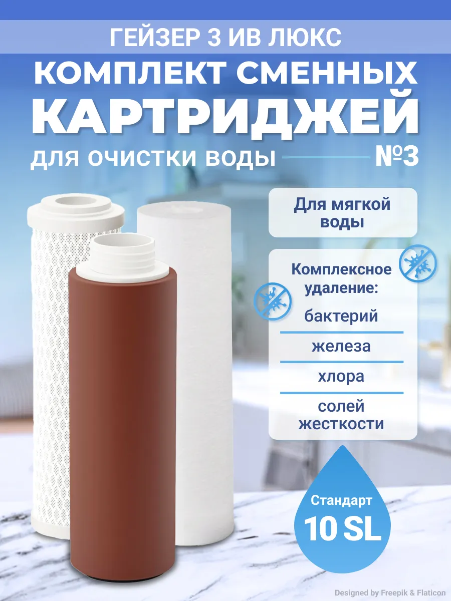 Комплект картриджей сменных для очистки воды № 3 ИВ Люкс