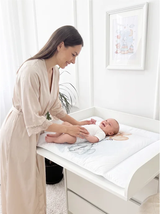 CherryMom Матрасик для пеленального столика водоотталкивающий, голубой, фото 2