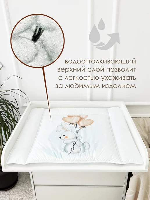 CherryMom Матрасик для пеленального столика водоотталкивающий, голубой, фото 3