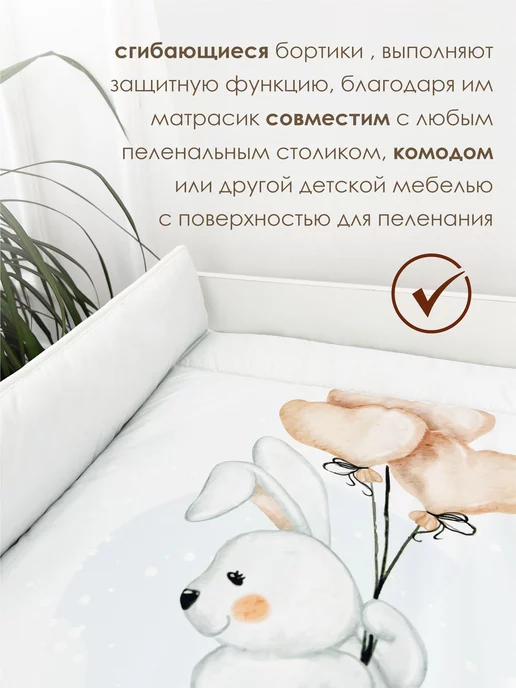 CherryMom Матрасик для пеленального столика водоотталкивающий, голубой, фото 6