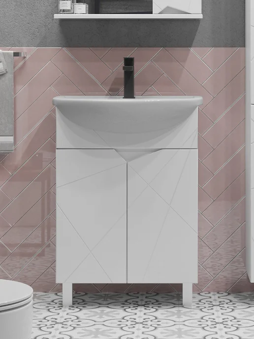 SANSTAR Тумба с раковиной в ванную 60 Каскад Уют, белый
