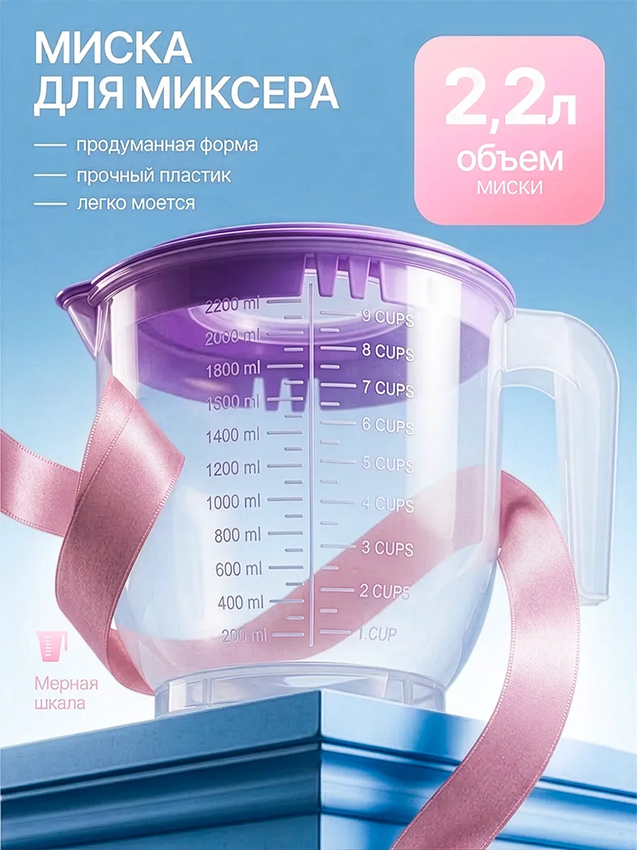 Миска для миксера с крышкой 2,2 л