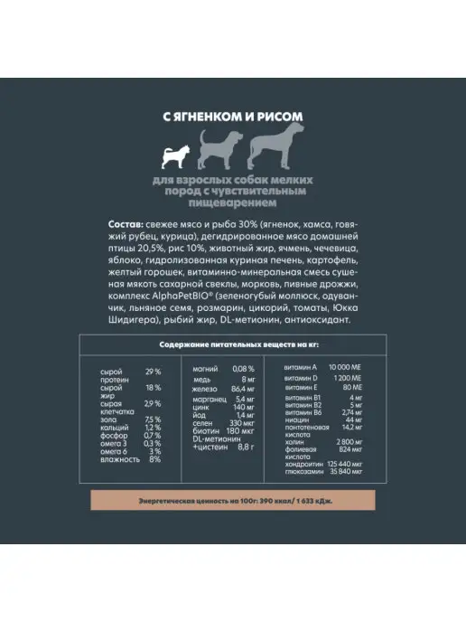 Сухой корм AlphaPet Пищеварения для собак, мелкие, 1,5 кг, фото 3