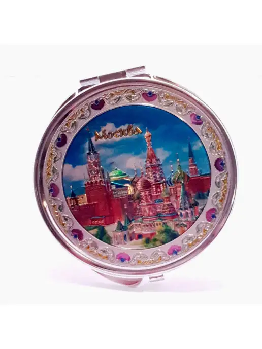 NOBRAND Карманное зеркальце "Московский Кремль", серый, фото 4