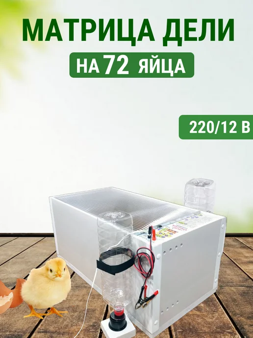 Подворье Инкубатор Матрица Дели на 72 яйца, голубой