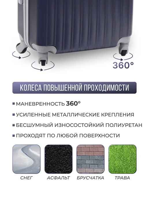 TEVIN Комплект чемоданов на колесах s m l 3 шт, 3 шт, фото 5