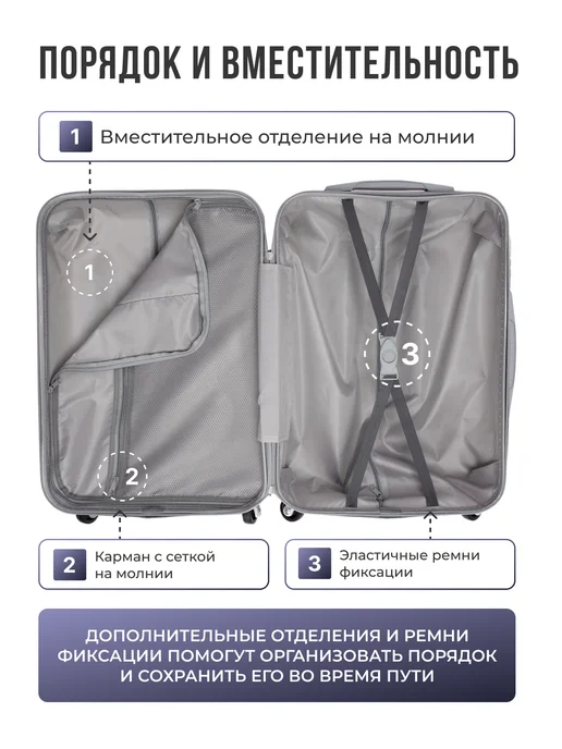 TEVIN Комплект чемоданов на колесах s m l 3 шт, 3 шт, фото 7