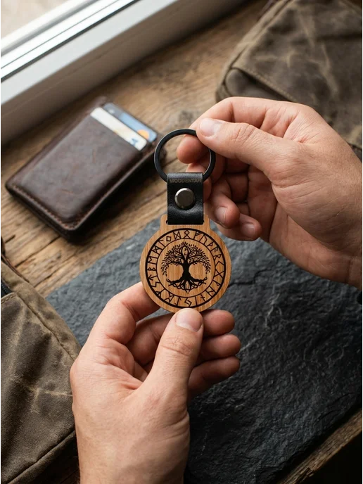 WOODENTAK Брелок оберег от сглаза и талисман на удачу. Древо жизни, коричневый, фото 2