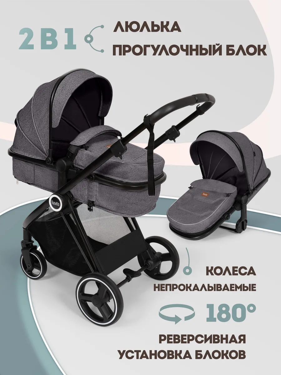 Коляска 2в1 трансформер для новорожденных Luno
