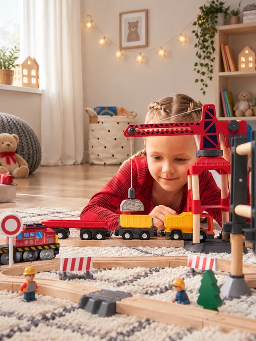 Playtive Детские машинки поезда для деревянной железной дороги, желтый, фото 5