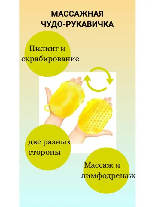 Протело Массажер ручной чудо-варежка для тела, желтый, фото 2