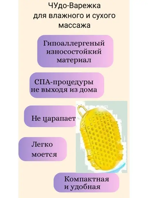 Протело Массажер ручной чудо-варежка для тела, желтый, фото 4