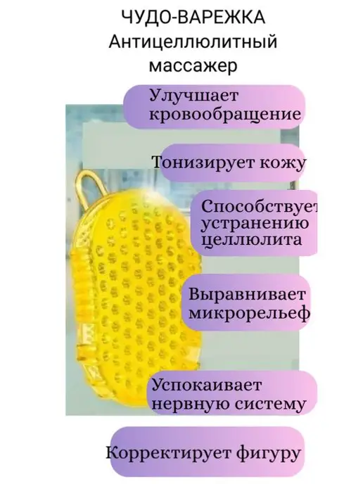 Протело Массажер ручной чудо-варежка для тела, желтый, фото 5