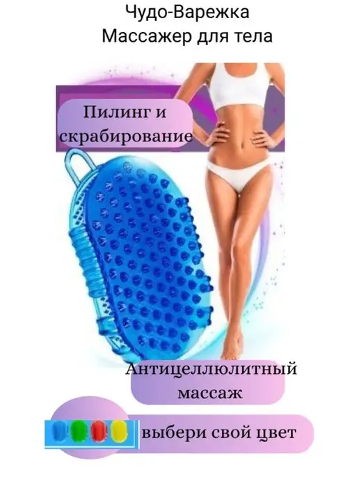 Протело Массажер ручной чудо-варежка для тела, синий