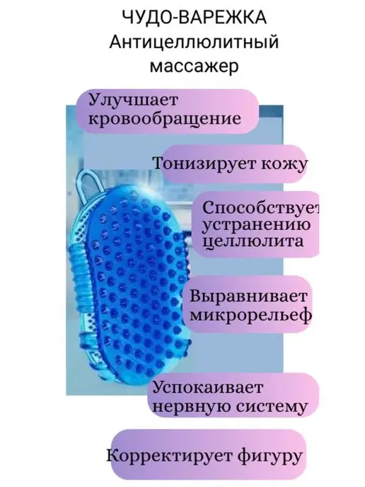 Протело Массажер ручной чудо-варежка для тела, синий, фото 4