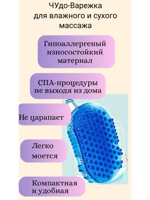 Протело Массажер ручной чудо-варежка для тела, синий, фото 5