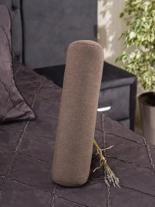 BIO-TEXTILES Валик для спины и шеи с лузгой гречихи 40х10 чехол рогожка, Валик спины шеи рогожка, фото 4