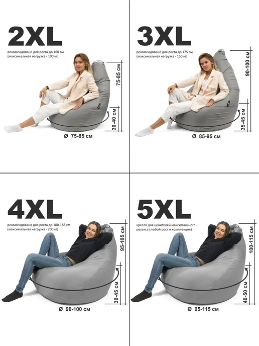 Goodpoof Кресло мешок Груша XXXXXL Оксфорд, зеленый, фото 4