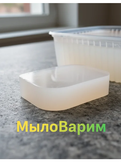 МылоВарим Полупрозрачная супертвёрдая Мыльная основа с Ши 1кг, 1 кг, фото 2