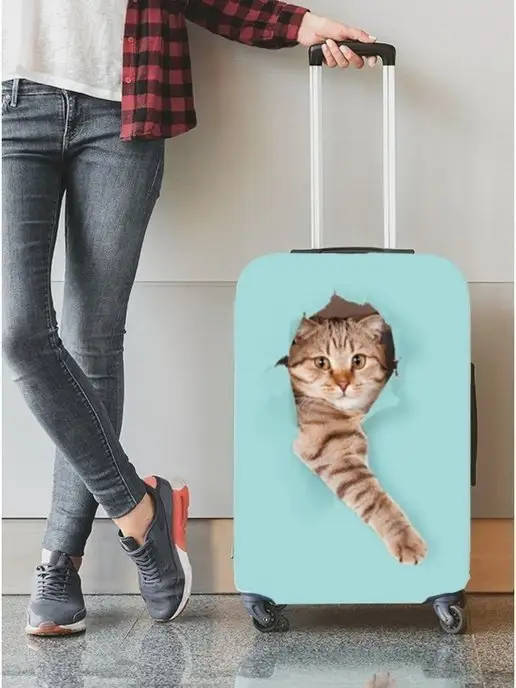 Homepick Чехол на чемодан средний M плотный защитный универсальный, голубой, фото 7