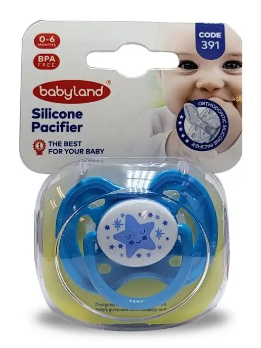 Baby Land Пустышка ортодонтическая скошеной формы силиконовая 0-6 мес, синий, фото 6