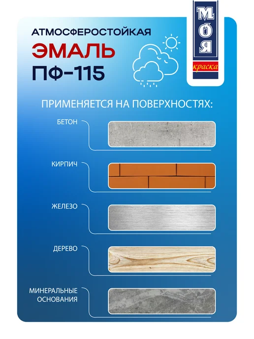 Моя Краска Эмаль ПФ-115, красно-коричневая 1,8 кг (Морозоустойчивая), 0,8 кг, фото 3