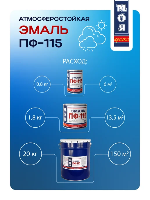 Моя Краска Эмаль ПФ-115, красно-коричневая 1,8 кг (Морозоустойчивая), 0,8 кг, фото 4
