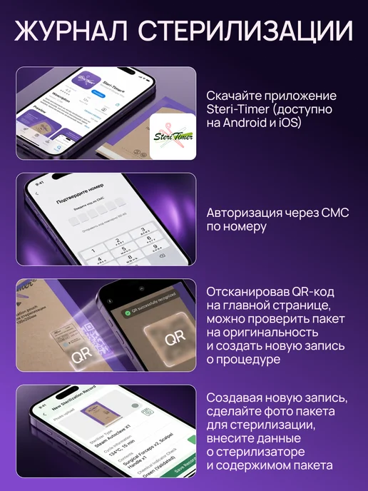 Liara Крафт пакеты для стерилизации 100х200 Steri Timer 100 шт, 100 шт, фото 7
