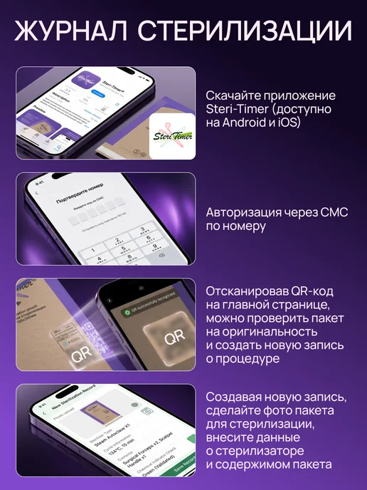Liara Крафтовые пакеты для стерилизации с индикатором 75х150 100шт, 100 шт, фото 7