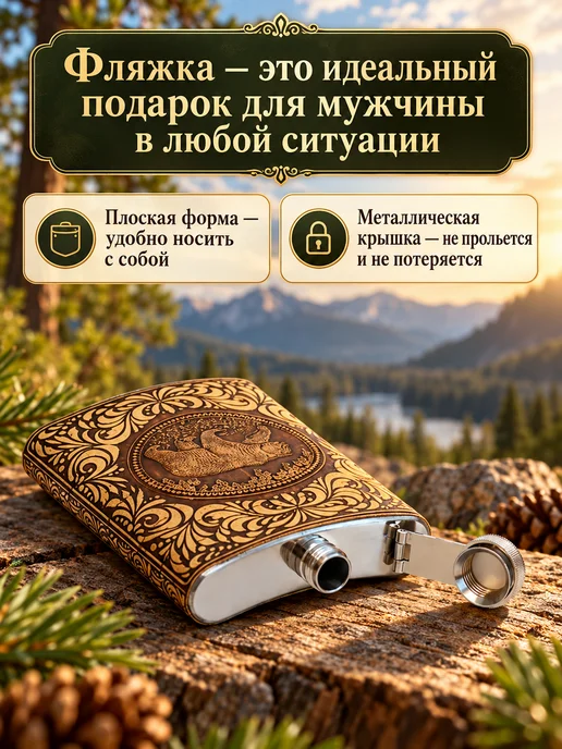 ХВОЁЖНЫЙ Фляжка для алкоголя и воды из нержавеющей стали, армейская, вариант, фото 2