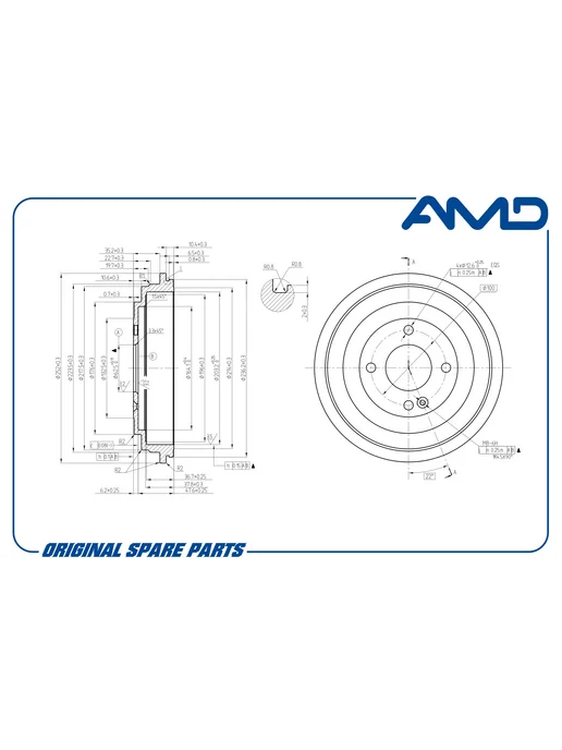 AMD PARTS Барабан тормозной для КИА Рио, 4, Хендай Солярис AMD.BD263, вариант, фото 2