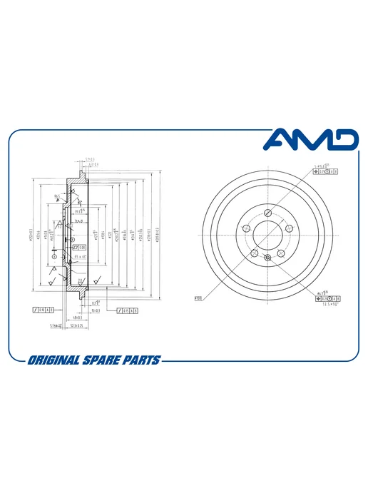 AMD PARTS Барабан тормозной для Фольксваген Поло 5, Шкода Октавия, вариант, фото 2