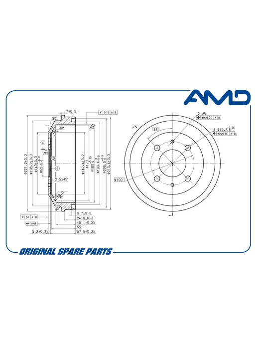 AMD PARTS Барабан тормозной для Хендай Акцент Тагаз AMD.BD155 AMD, вариант, фото 2