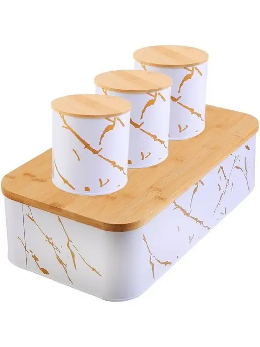 Банки для круп для хранения сыпучих продуктов и хлебница - фото 6