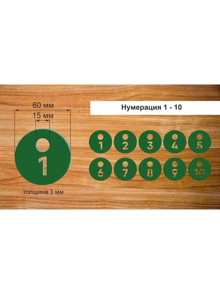 Номерки гардеробные "Круг" от 1 до 10, 60х60мм