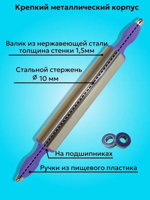 профскалка Скалка для теста кухонная маленькая, серый, фото 2