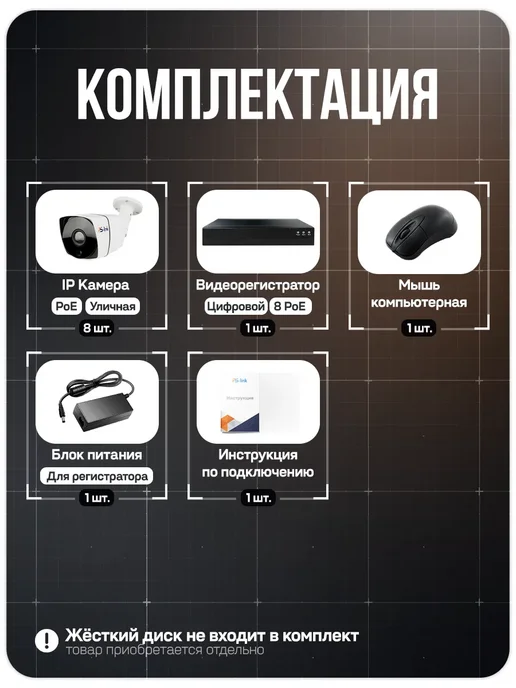 Ps-Link Комплект IP 5Мп KIT-C508IP-POE, вариант, фото 2