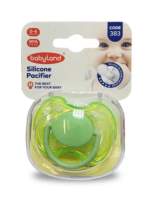 Baby Land Пустышка силиконовая круглая 0-6 мес. с колпачком, зеленый, фото 2