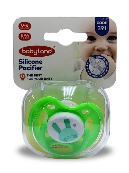 Baby Land Пустышка ортодонтическая скошеной формы силиконовая 0-6 мес, зеленый, фото 6
