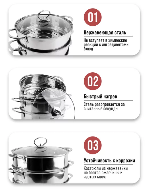 Мантоварка нержавейка, пароварка 3 уровня - фото 10