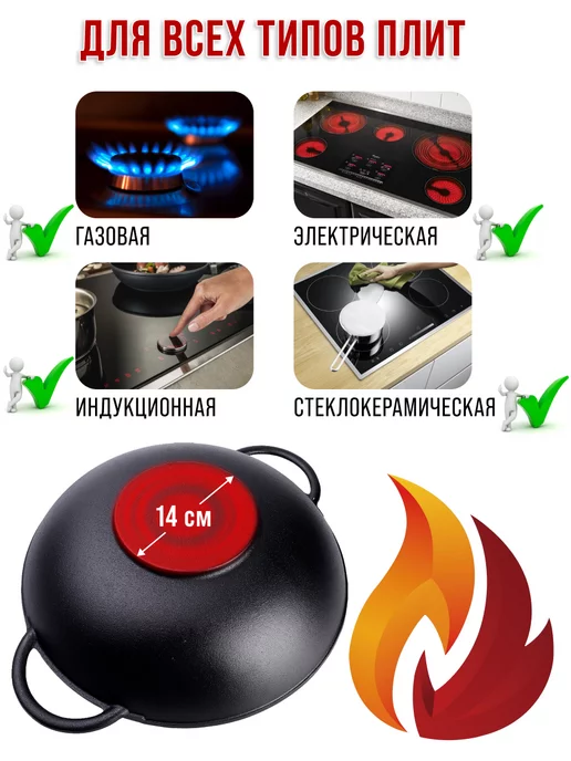 Казан чугунный с крышкой 6 л - фото 5