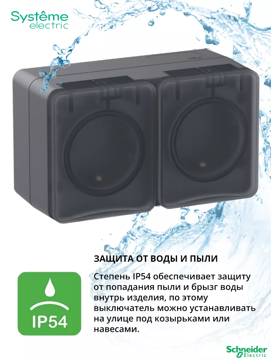 Розетка двойная с крышкой ударопрочная IP54 накладная PROFI Schneider  Electric 114227784 купить за 1 057 ₽ в интернет-магазине Wildberries