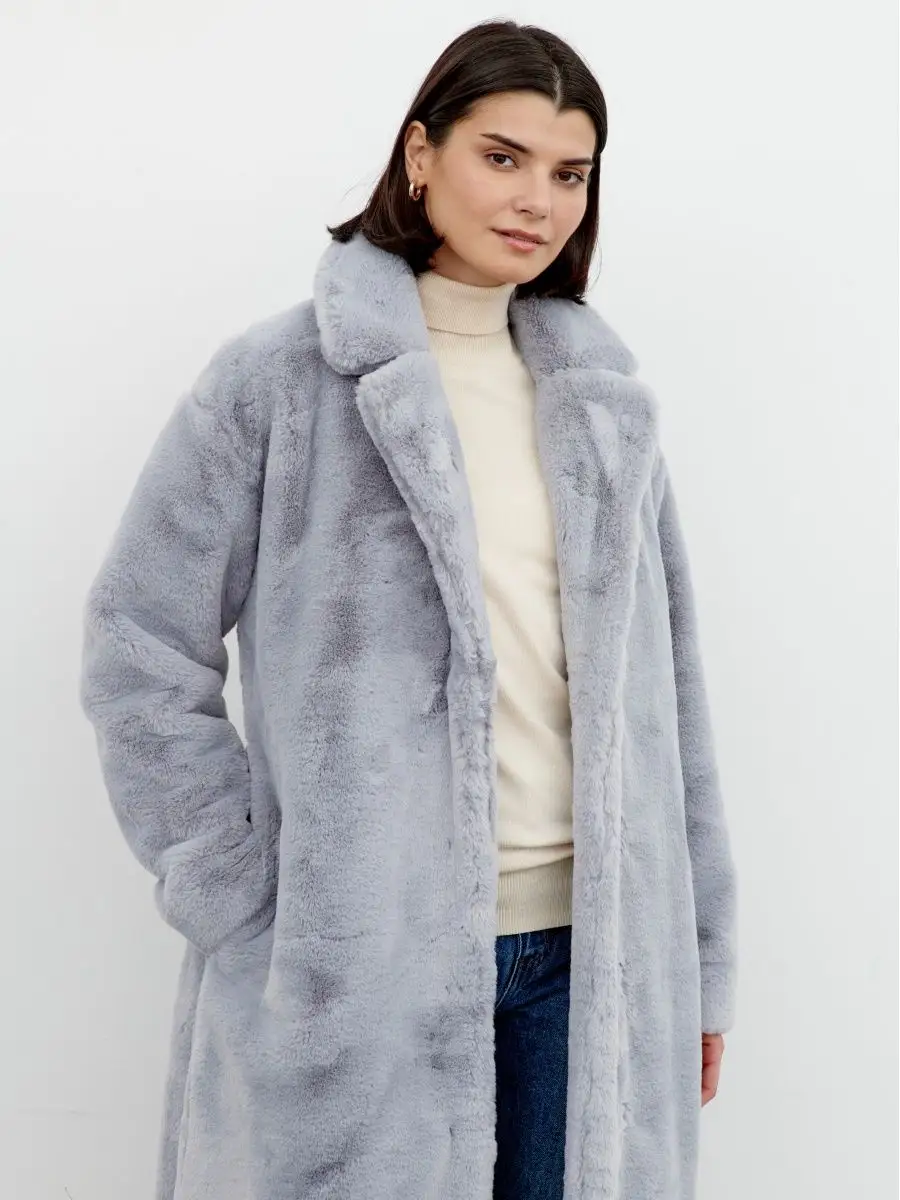 Glamorous belted faux fur coat