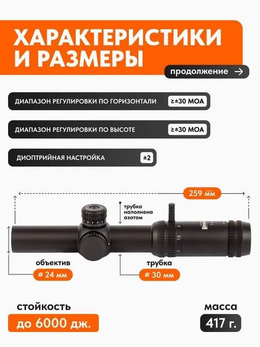 REMINGTON synergy world Прицел REMINGTON оптический 1-5x24 Fury с подсветкой 30mm, 15x24, фото 2