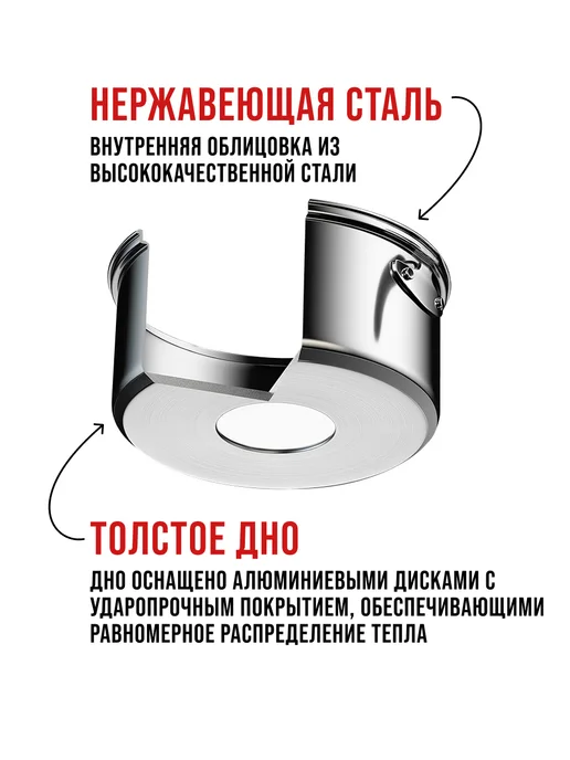 Кастрюля большая нержавейка с крышкой 6,3 л - фото 6