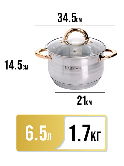 Кастрюля с крышкой нержавеющая сталь - фото 2